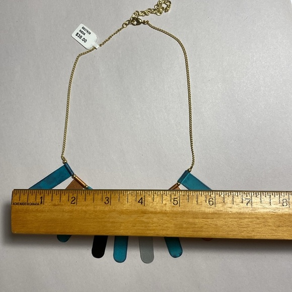 Fairtrade Gold and Green Statement Necklace with Fan Design and Gold Chain boho - Picture 8 of 8